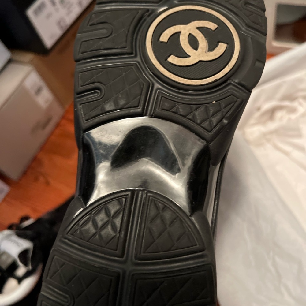 Chanel Black and White Sneakers size 38 - Picture 2 of 5